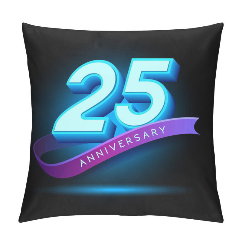 Personality  25 Years  Anniversary 3D Design  With Glow Effect. Celebration Vector Template Design Pillow Covers