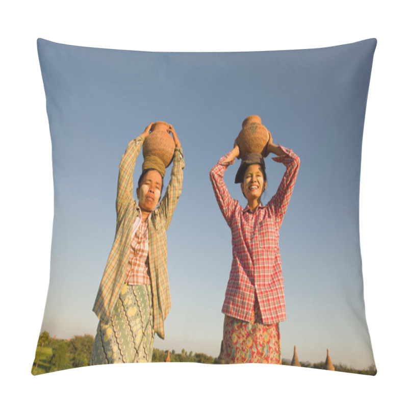 Personality  Traditional Farmers At Myanmar Pillow Covers