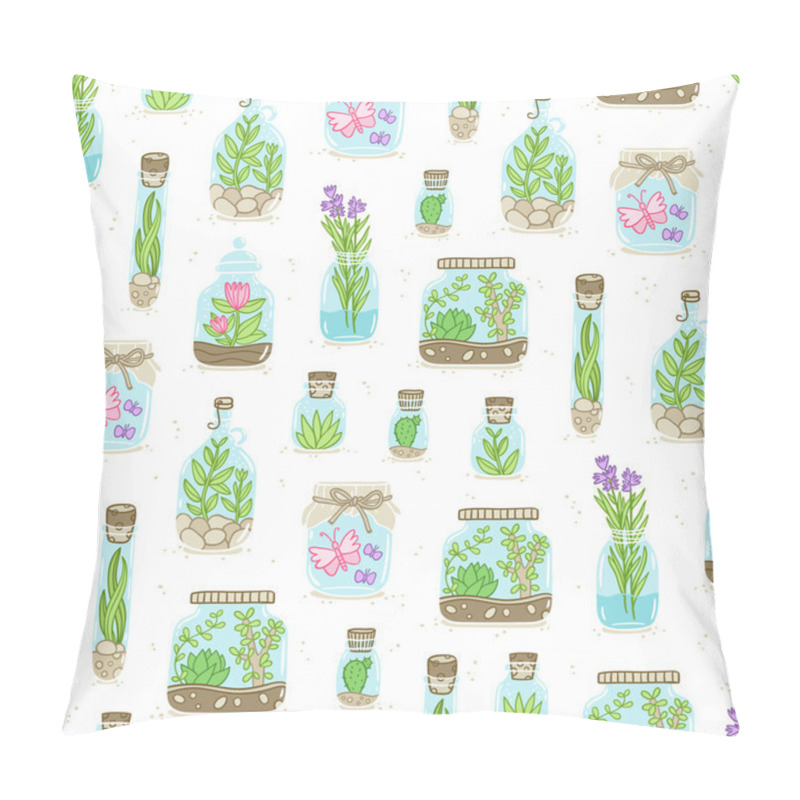 Personality  Terrariums On White Background Seamless Pattern Pillow Covers