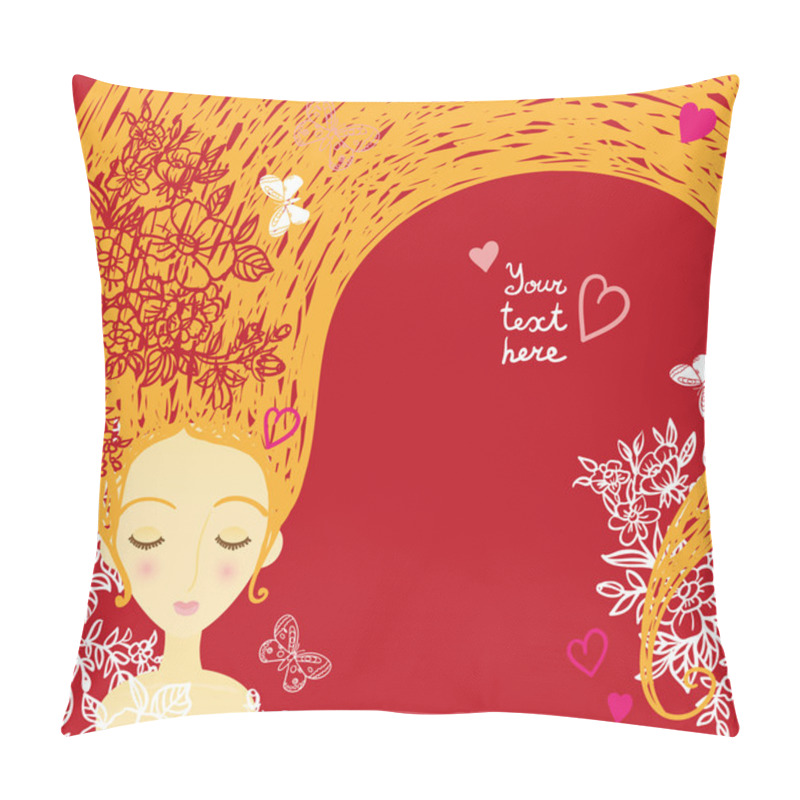 Personality  Romantic Background With The Girl And Flowers Pillow Covers