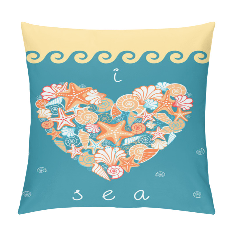 Personality  Sea Heart Of Seashells And Starfishes Pillow Covers