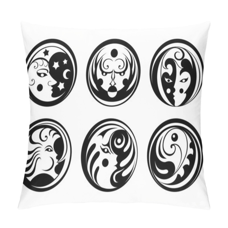 Personality  Several Rounded Symbols Of Elements. Pillow Covers