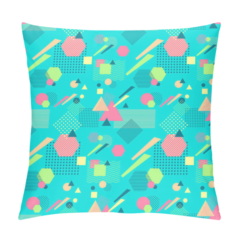 Personality  Abstract Seamless Pattern In Postmodern Memphis Style On Blue Pillow Covers