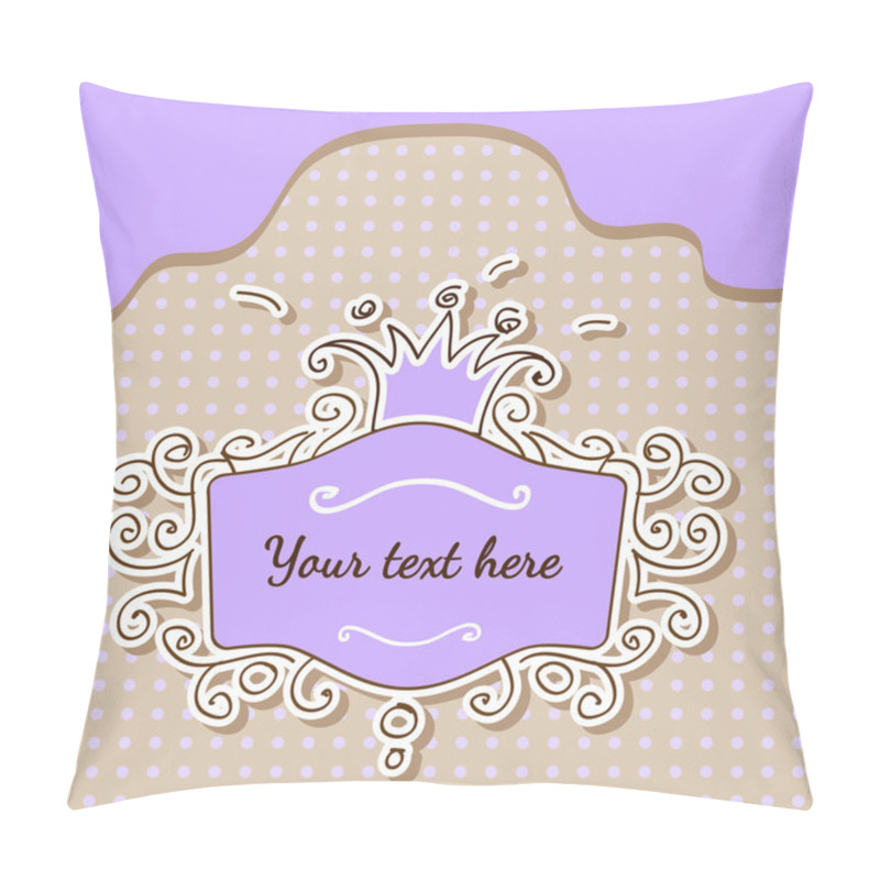 Personality  Vector Purple Frame With Crown. Pillow Covers