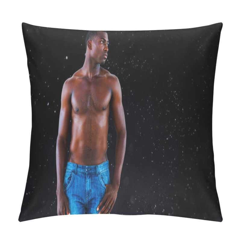 Personality  Composite Image Of Fit Shirtless Young Man Pillow Covers