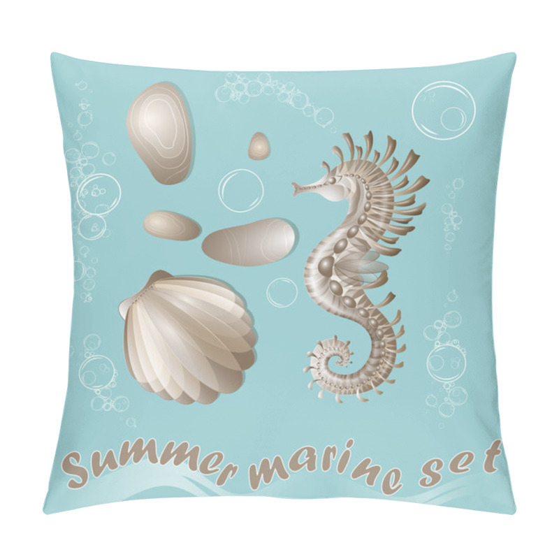 Personality  Summer Vector Marine Set Of Pictures. Pillow Covers