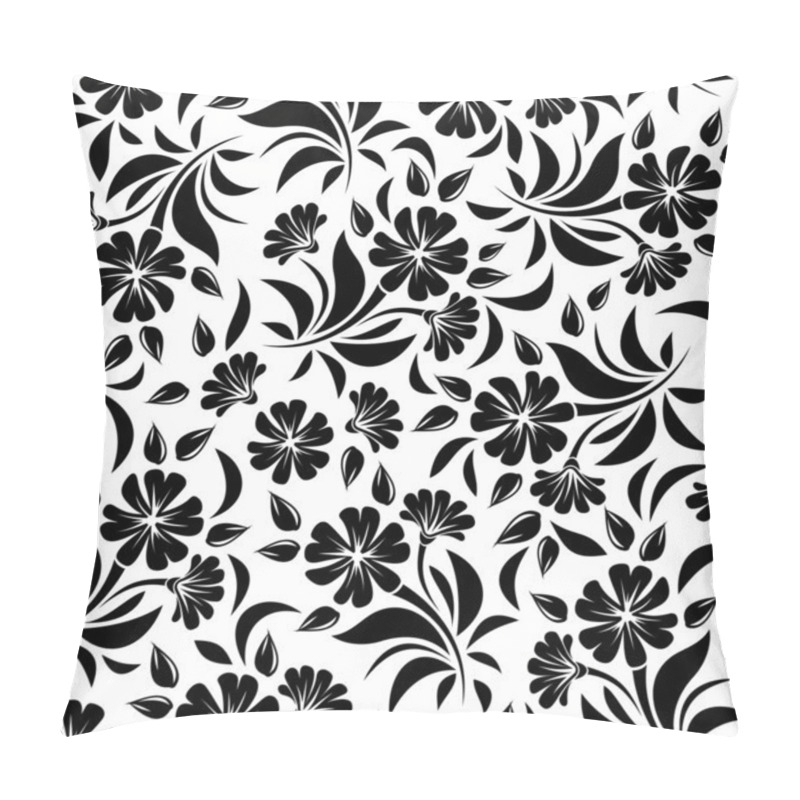 Personality  Seamless Pattern With Black Flowers On A White Background. Vector Illustration. Pillow Covers