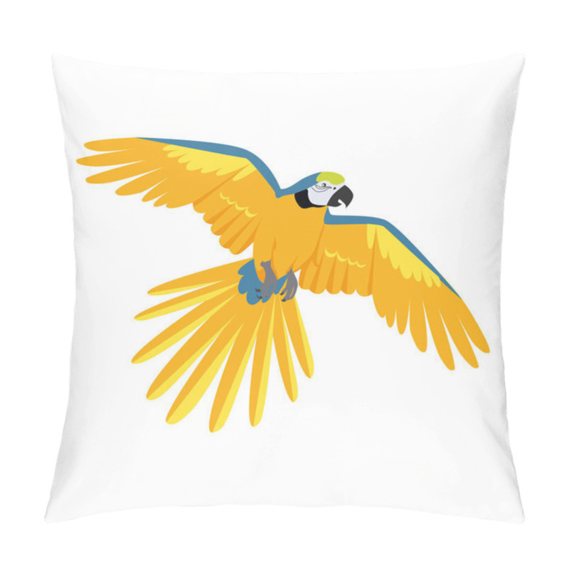 Personality  Flying Ara Parrot Flat Design Vector Illustration Pillow Covers