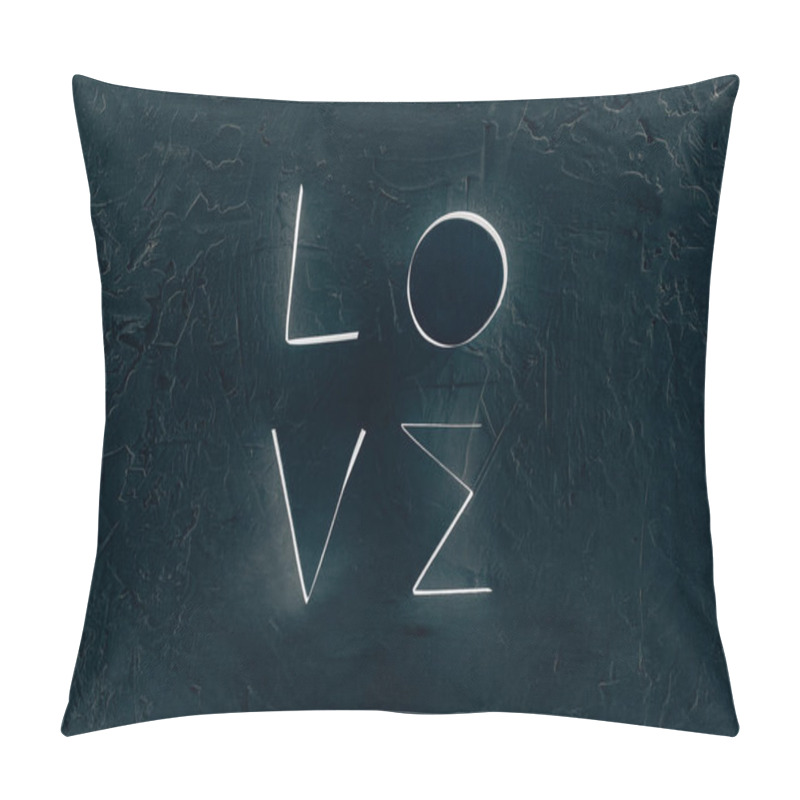 Personality  Word LOVE Made Of Paper Stripes On Dark Concrete Surface Pillow Covers