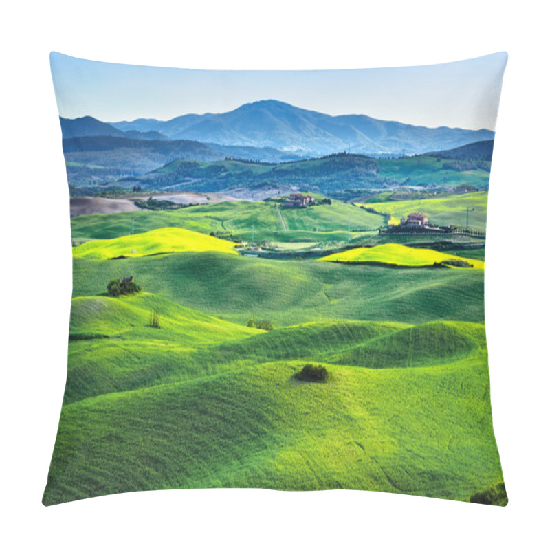 Personality  Tuscany Spring, Rolling Hills On Sunset. Volterra Rural Landscap Pillow Covers