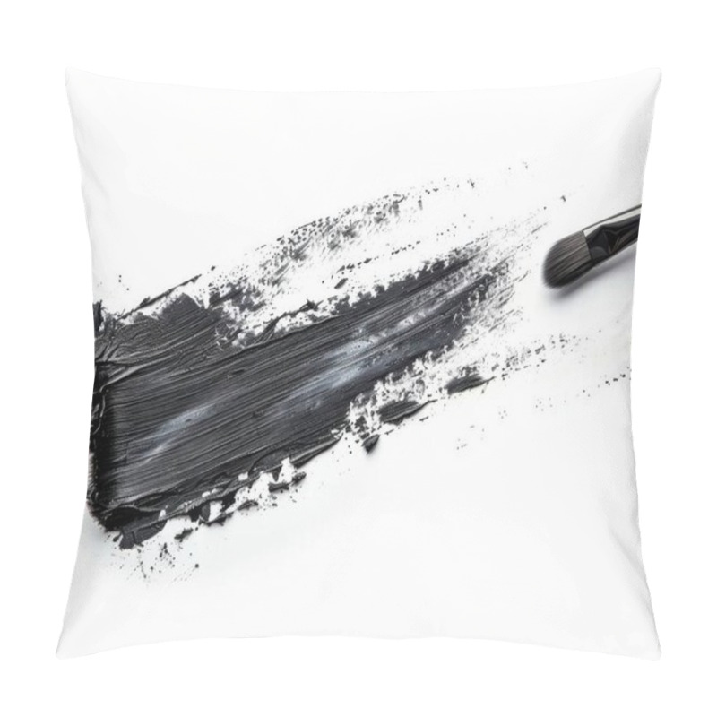 Personality  A Dynamic Brushstroke Of Black Paint Spreads Across A White Canvas, Showcasing The Artistry And Creativity Of The Medium. Pillow Covers