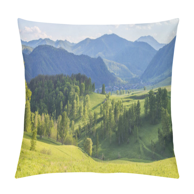 Personality  Mountain View, Greenery Of Forests And Meadows Pillow Covers