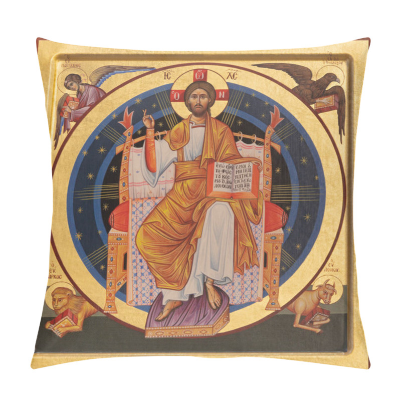 Personality  RAVENNA, ITALY - JANUARY 28, 2020: The Icon Of Jesus Christ The Pantokrator From The Chruch Chiesa Di Santa Maria Maddalena. Pillow Covers