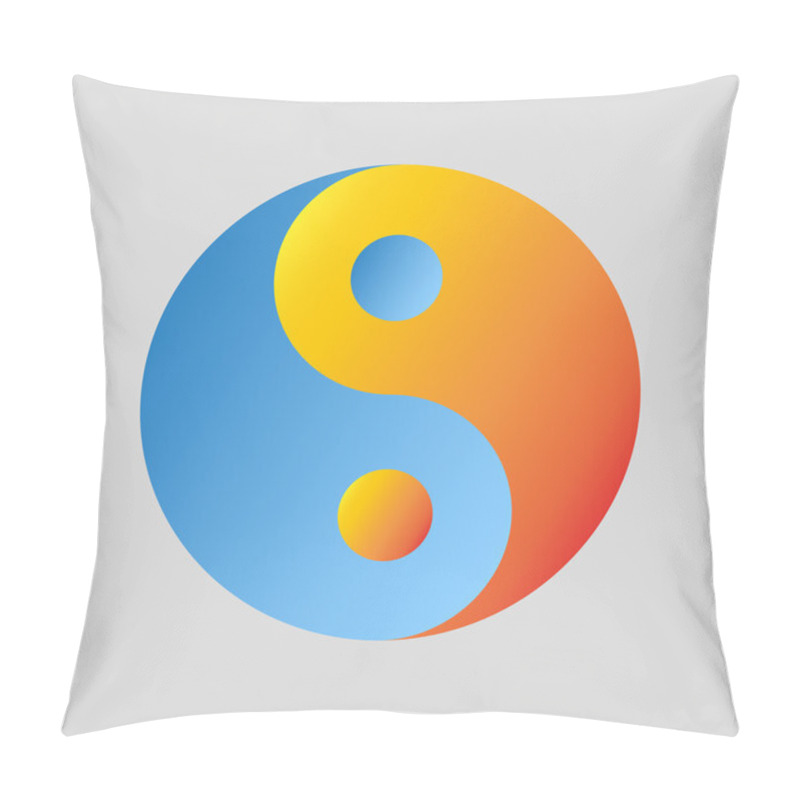 Personality  Yin Yang  Fire And Water On A Gray Background, Stylish Illustration Pillow Covers