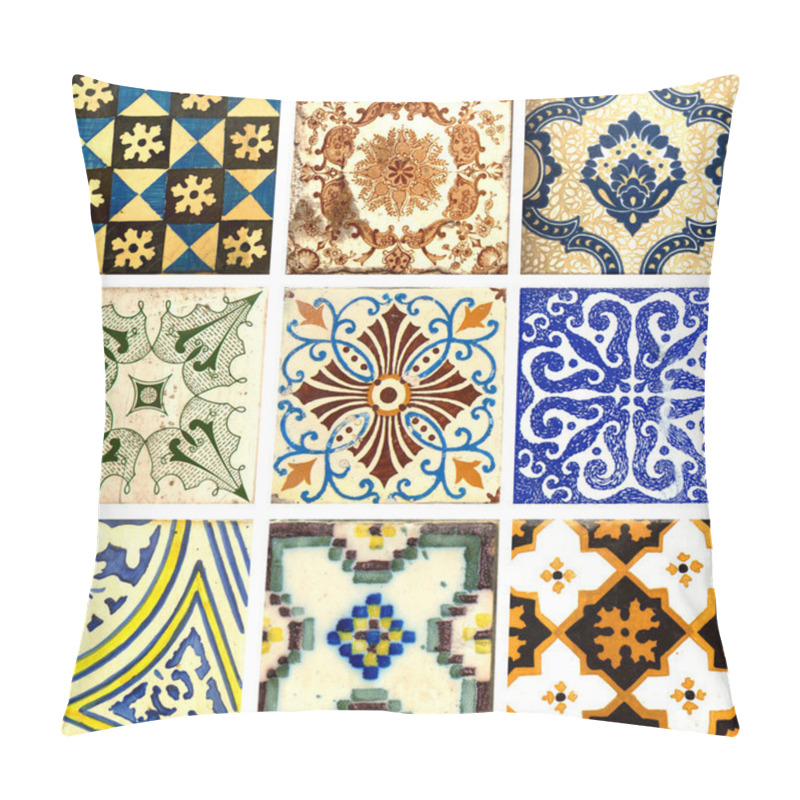 Personality  Photograph Of Traditional Portuguese Tiles In Different Patterns And Colours Pillow Covers