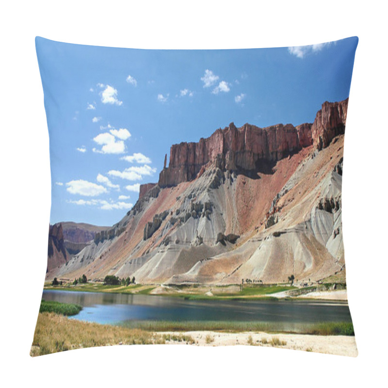 Personality  Band-e Amir Lakes Near Bamyan (Bamiyan) In Central Afghanistan. Band E Amir Was The First National Park In Afghanistan. View Of The Red Hindu Kush Mountains Near Band E Amir Lakes In Afghanistan. Pillow Covers