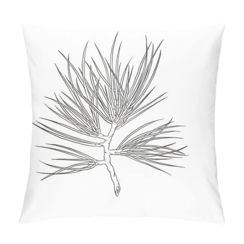 Personality  Decorative Branch Of A Christmas Pine Tree. Contour Illustration Pillow Covers