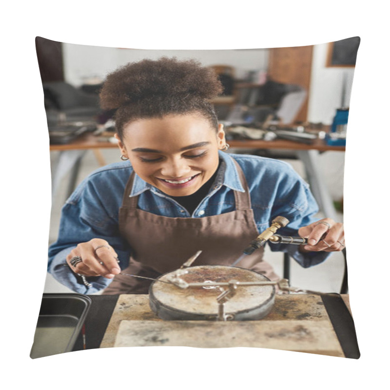 Personality  An Expert Jeweler Creates Stunning Pieces With Precision And Joy In A Lively Workspace. Pillow Covers