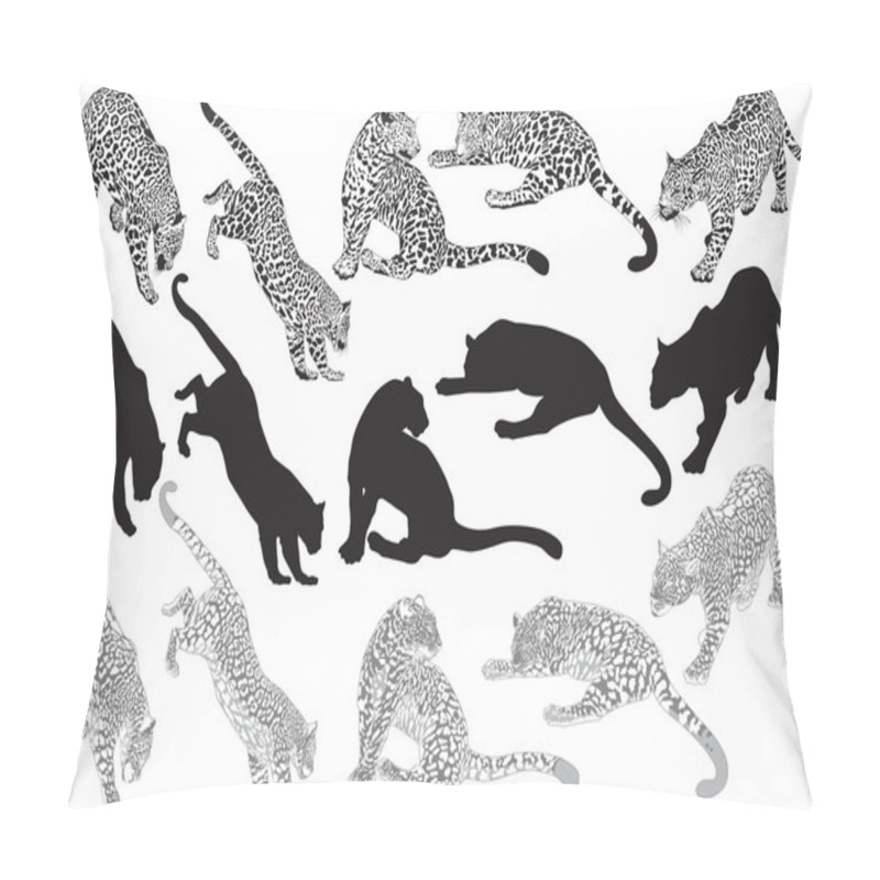 Personality  Set Of Leopard On A White Background Pillow Covers