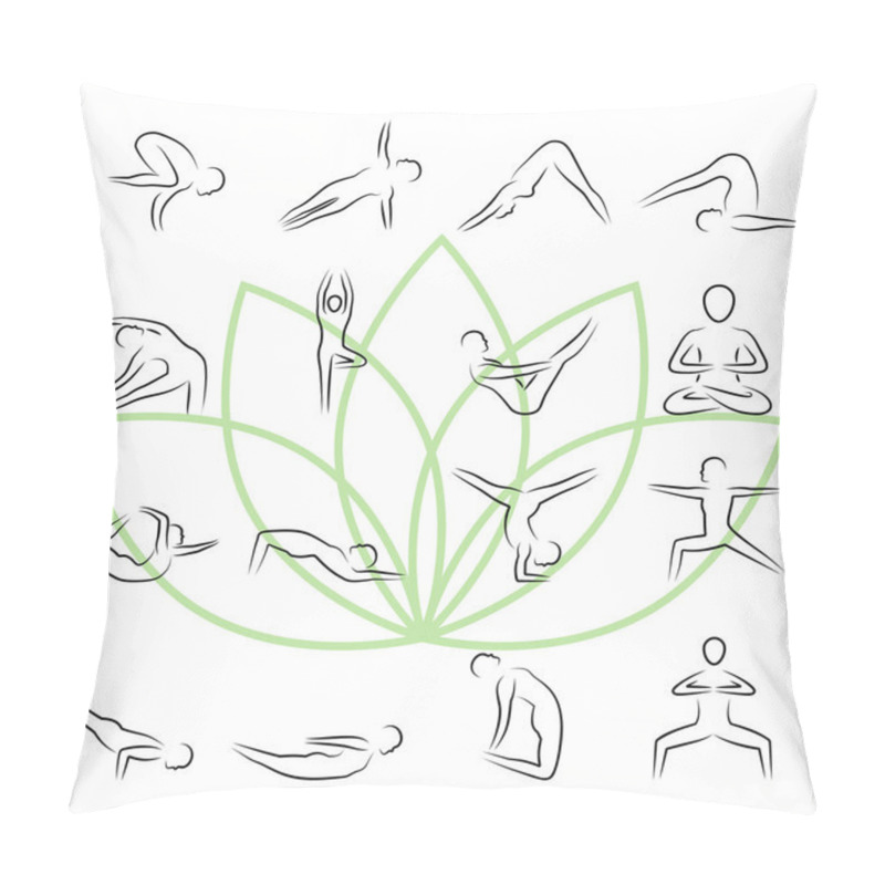 Personality  Yoga Poses Icon Set In Thin Line Style Pillow Covers