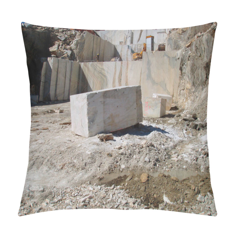 Personality  Mining In A Marble Quarry, Resource Extraction In A Stone Pit Pillow Covers