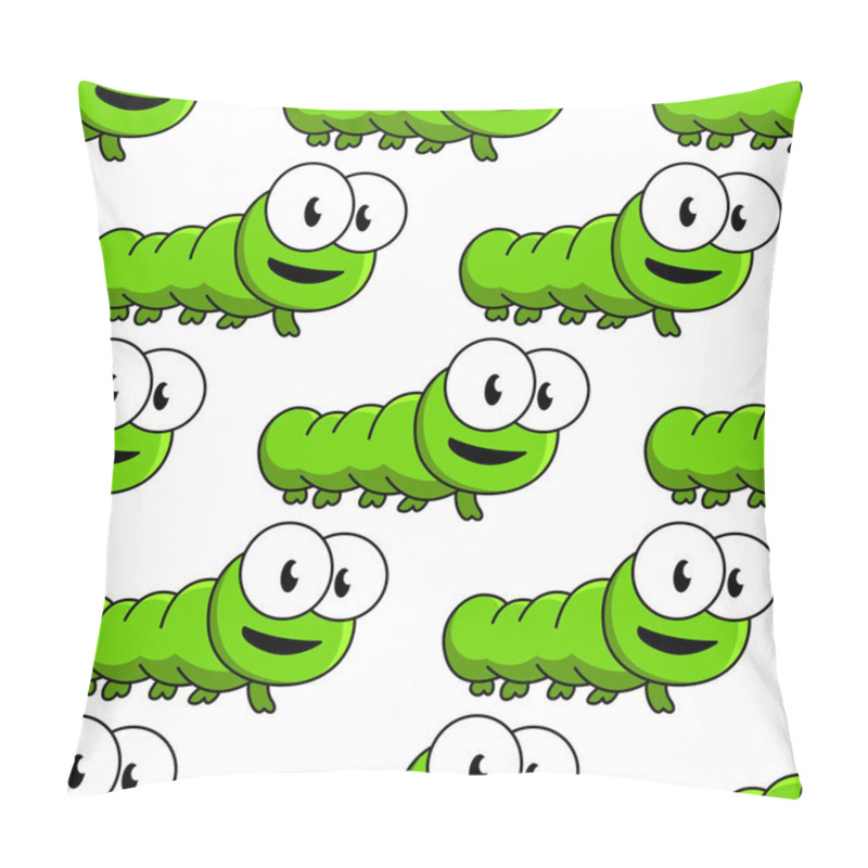 Personality  Seamless Pattern Of Cartoon Green Caterpillars Pillow Covers