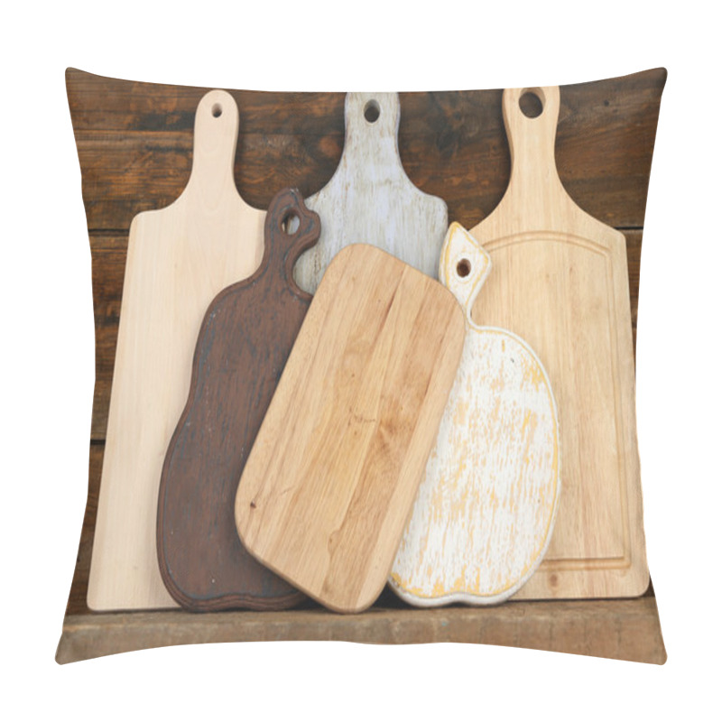 Personality  Empty Cutting Boards On Wooden Background Pillow Covers