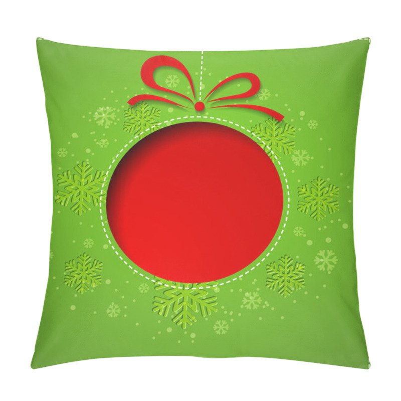 Personality  Abstract Christmas Balls Cutted From Paper On Green Background. Pillow Covers