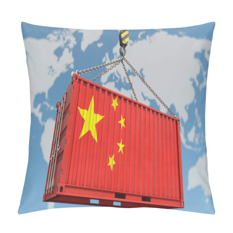 Personality  China And Export Economy - Container With Chinese Flag And World Map In Background Pillow Covers