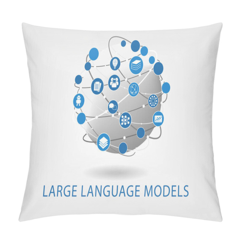 Personality  LLM Infographic. Connected Globe As Large Language Model Concept. Pillow Covers