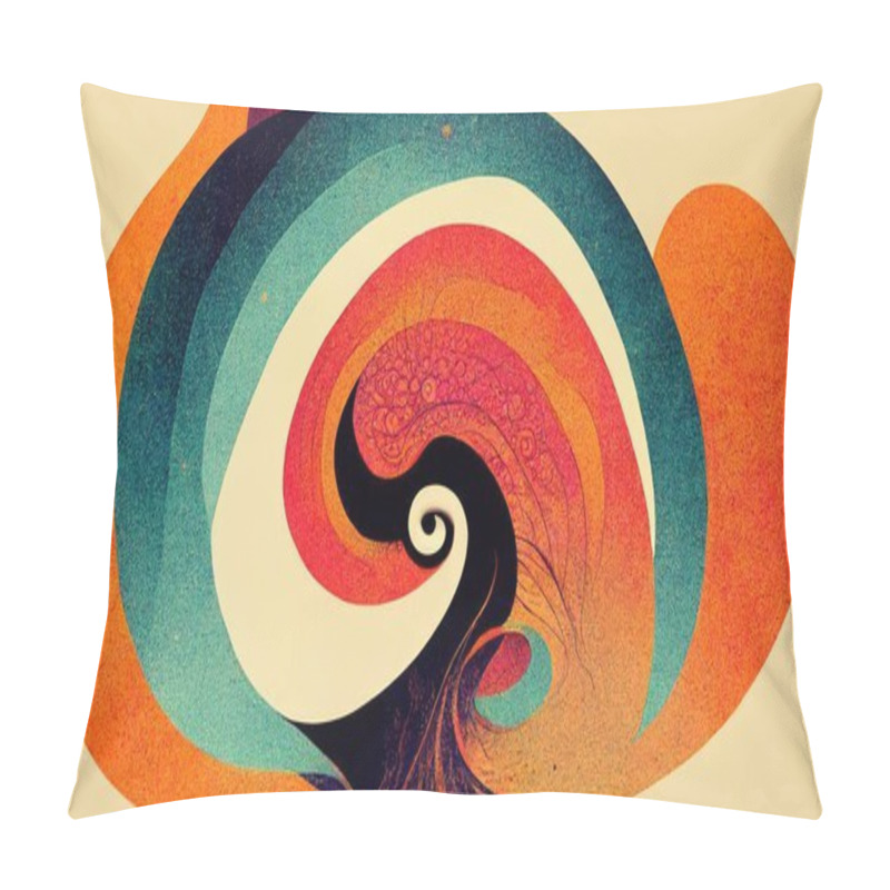 Personality  Groovy Psychedelic Abstract Wavy Decorative Funky Background. Hippie Trendy Design. Backdrop For Trippy Surreal Designs. Digital Art. Pillow Covers