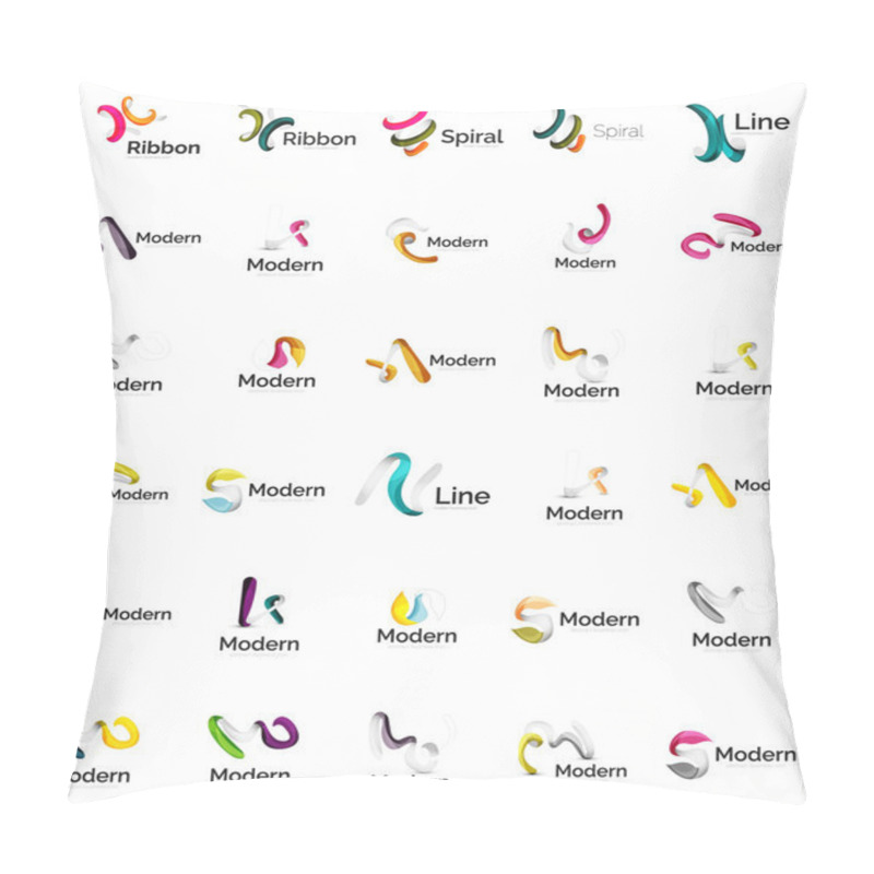 Personality  Set Of Abstract Ribbon Logo Icons Pillow Covers