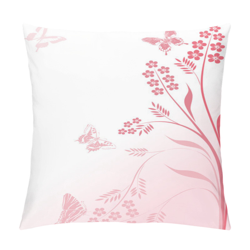 Personality  Simple Pink Flowers And Butterflies Pillow Covers