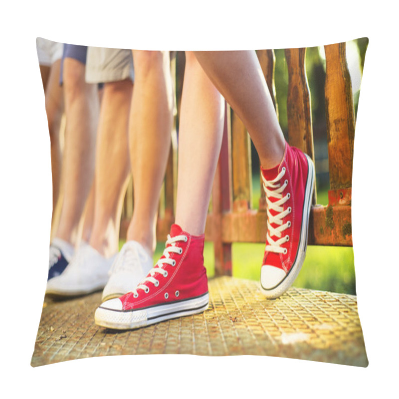 Personality  Legs Of Boys And Girls Standing On The Sidewalk Pillow Covers