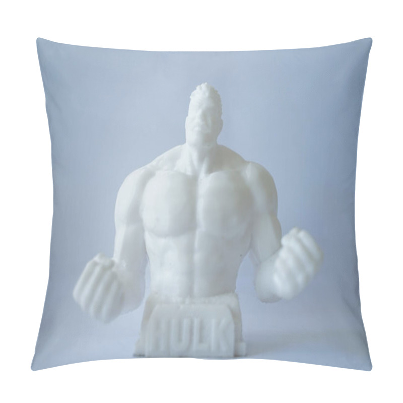 Personality  This Hero Superhero Miniature Is Made Of Poly Lactic Acid Which Is Designed Using A 3d Printing Machine. Hulk With Angry Face Isolated On White Background. Miniature Mockup. Free Copy Space. Pillow Covers