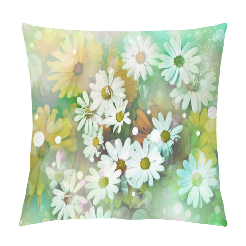 Personality  Daisy Flower Background. Sunshine. Spring Background Pillow Covers