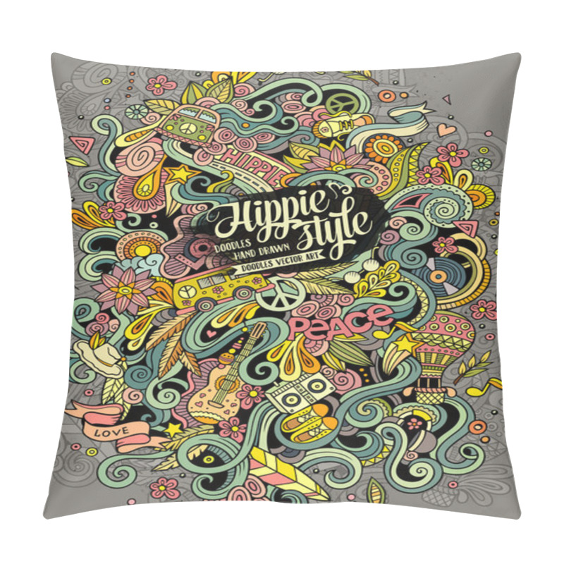 Personality  Cartoon Hand-drawn Doodles Hippie Illustration Pillow Covers