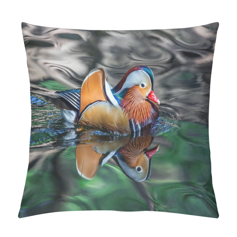 Personality  Male Mandarin Ducks Are Swimming In The Water With A Beautiful Pattern. Pillow Covers