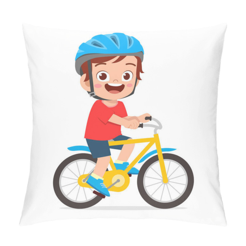 Personality  Happy Cute Kid Boy Riding Bike Smile Pillow Covers