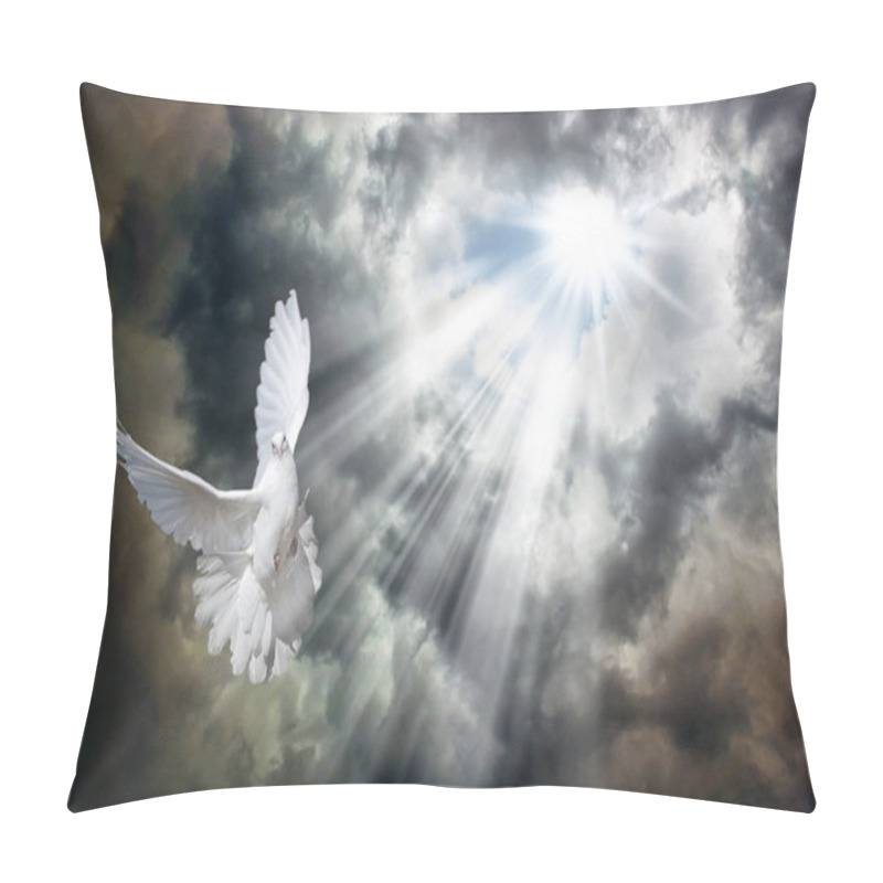 Personality  Flying White Dove In Front Of Stormy Sky Pillow Covers