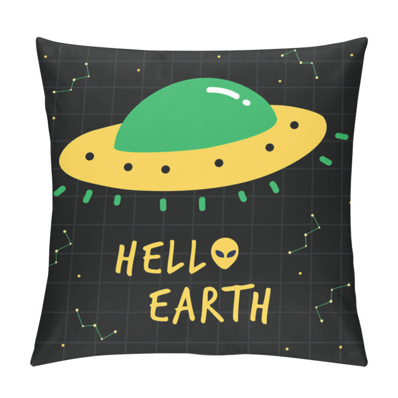 Personality  Hello Earth Alien Print Poster. A Playful, Modern, And Flexible Print For Brand Who Has Cute And Fun Style. Happy, Bright, And Magical Mood. Pillow Covers