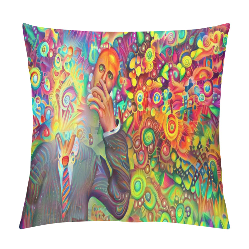 Personality  Man With Mask. 3D Rendering Pillow Covers