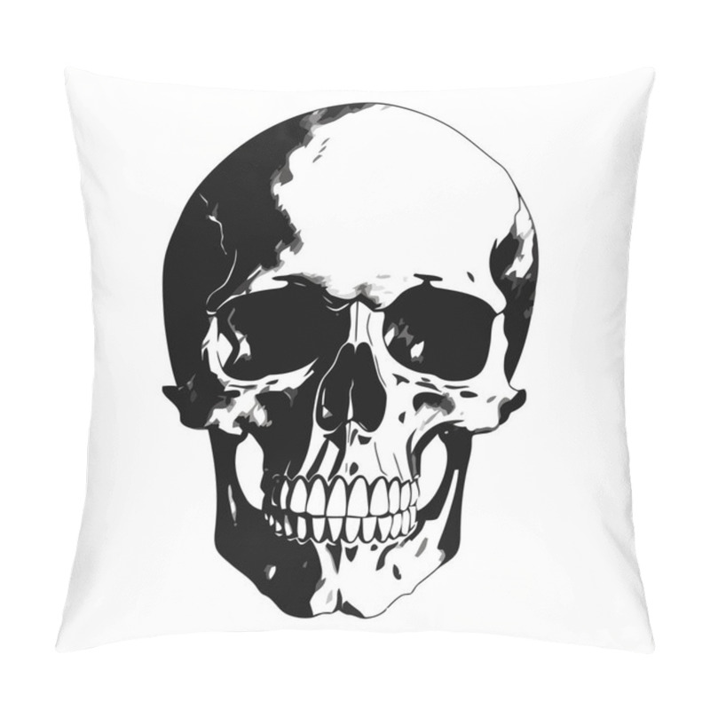 Personality  Human Skull Silhouette. Isolated Image Of Black Skull. Vector Illustration Pillow Covers