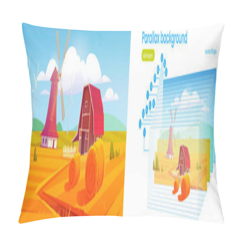 Personality  Parallax Background, Rural Landscape, Farmland Pillow Covers