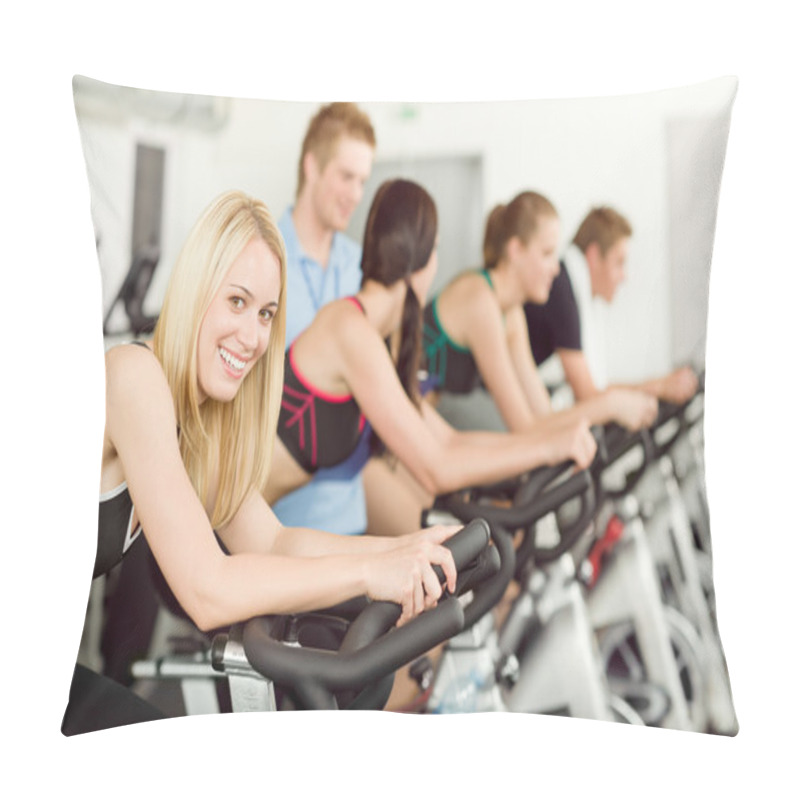 Personality  Young Fitness Bike Spinning With Instructor Pillow Covers