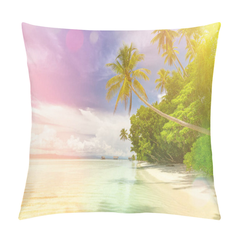 Personality  Idillyc Background Of Tropical Beach - Calm Ocean, Palm Trees, B Pillow Covers