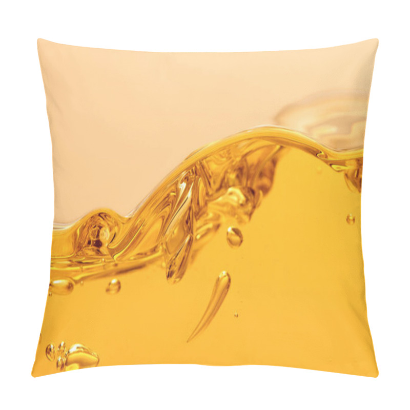 Personality  Wavy Yellow Bright Liquid With Splash And Bubbles Isolated On Yellow Pillow Covers