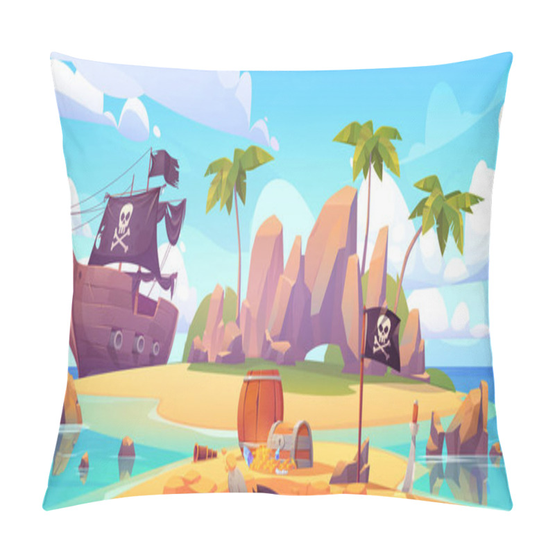 Personality  Pirate Buries Treasure Chest On Island Beach Pillow Covers