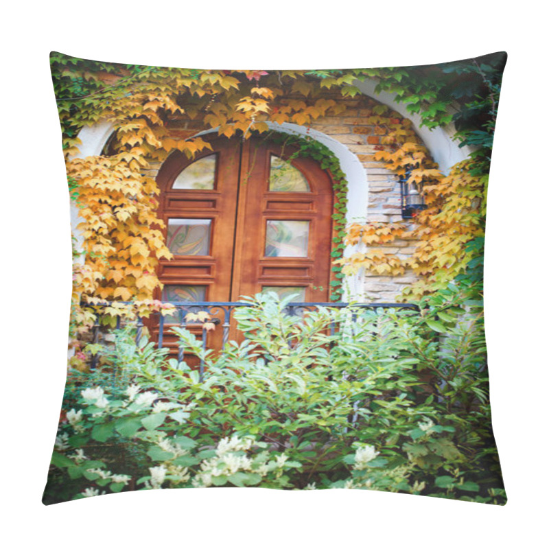 Personality  A Beautiful Box Covered With Leaves. Architecture, Design. Pillow Covers