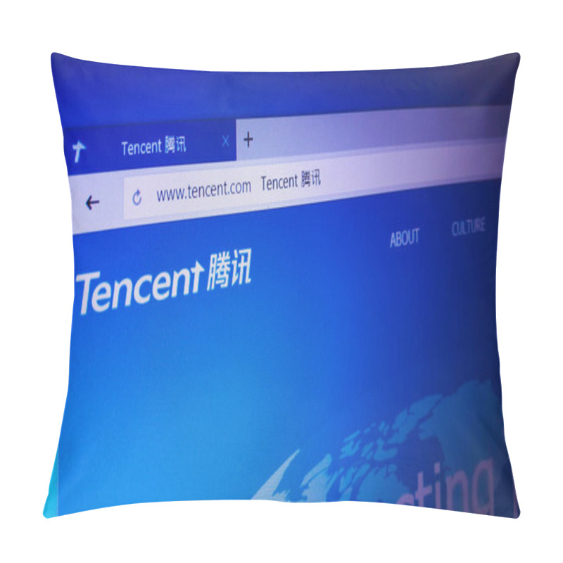 Personality  Minsk, Belarus - April 17, 2018: The Homepage Of The Official Website For Tencent Holdings Limited, A Chinese Multinational Investment Holding Conglomerate Pillow Covers